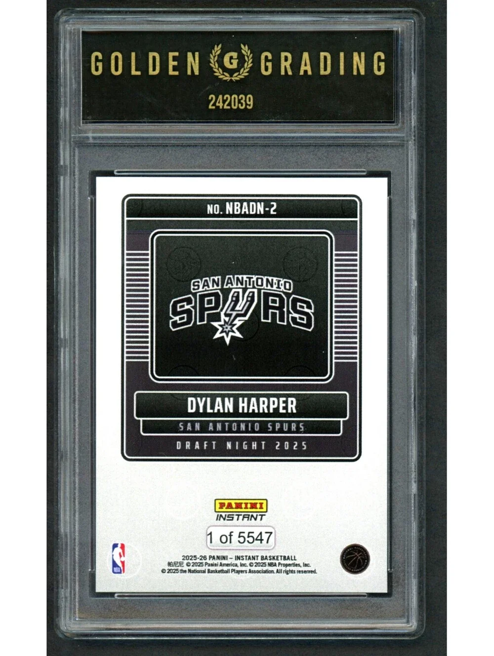 2025 Panini Instant DN-2 Dylan Harper Spurs Rookie Card (RC) Gem Mint 10